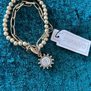Bella Canvas Gold Bracelet with Pearl Charm